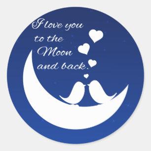Adesivo Redondo Eu te amo à lua e à parte traseira
