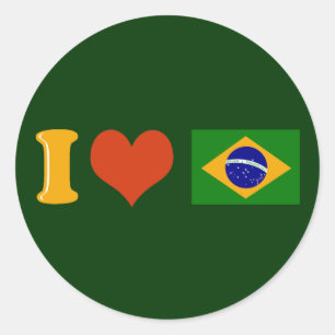 Adesivo Redondo Eu te amo Brasil