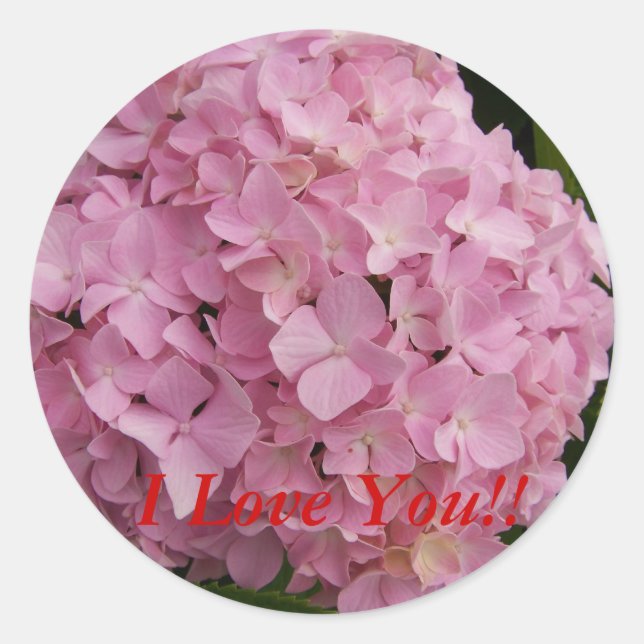 Adesivo Redondo Eu Te Amo! Hydrangea Stickers (Frente)