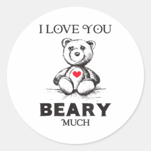 Adesivo Redondo Eu Te Amo Muito Urso Amante Homens Mulheres Funny