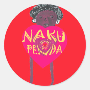 Adesivo Redondo Eu te amo Nakupenda Kenya Swahili Art