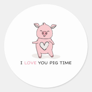 Adesivo Redondo Eu Te Amo O Pig Time Clássico Do Ping Round Sticke