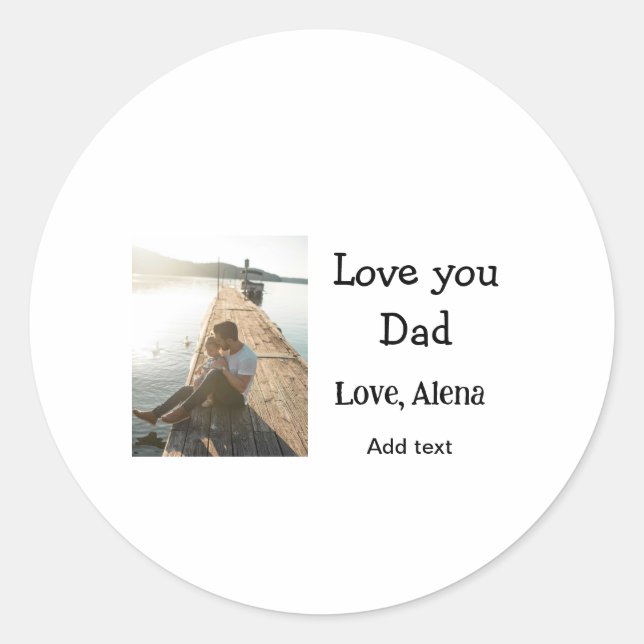 Adesivo Redondo Eu te amo pai dia de os pais elegante adicionar te (Frente)