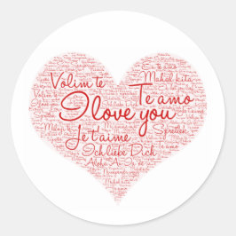 Adesivo Redondo Eu Te Amo Palavras Dia de os namorados De Coração 