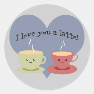 Adesivo Redondo Eu te amo um café!