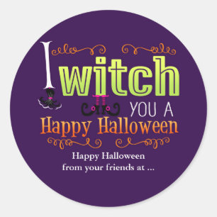 Adesivo Redondo Eu TE FEITICEIRO UM FELIZ HALLOWEEN Favor Sticker