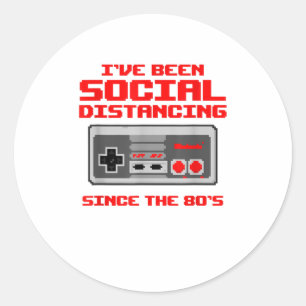 Adesivo Redondo Eu tenho distanciado social desde os anos 80