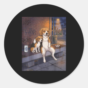 Adesivo Redondo Eu Tenho Esse Cachorro Em Mim Beagle Engraçado Fum