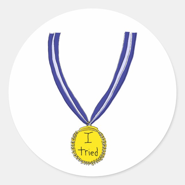Adesivo Redondo Eu Tentei Medalha (Frente)