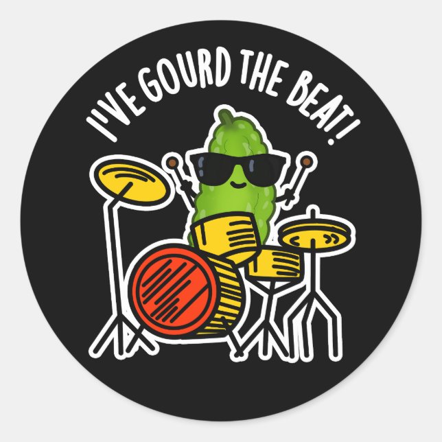 Adesivo Redondo Eu torci o Beat Engraçado Drummer Pun Dark BG (Frente)