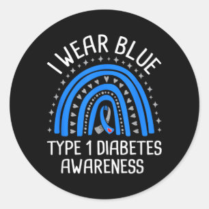 Adesivo Redondo Eu Uso Azul Conscientização da Diabetes Tipo 1