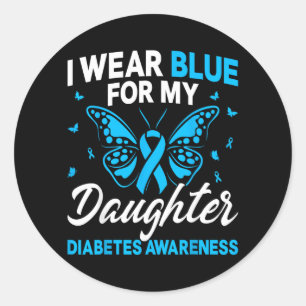Adesivo Redondo Eu Uso Azul Para a Consciência do Diabetes da Minh