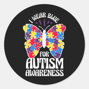 Adesivo Redondo Eu Uso Azul Para Conscientização do Autismo Borbol
