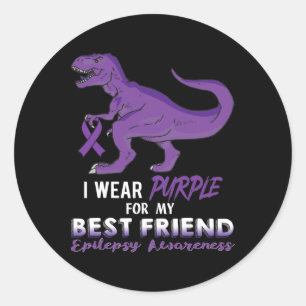 Adesivo Redondo Eu Uso Roxo Pelo Amigo Dinossauro Epilepsia Consci
