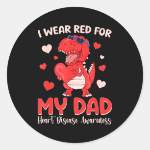 Adesivo Redondo Eu Uso Vermelho Pelo Meu Pai Dinossauro Doença Car