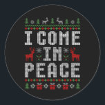 Adesivo Redondo Eu venho em paz, sou a Christma Casal da Paz.<br><div class="desc">Eu venho em paz Eu sou o Casal de Natal de Combate à Paz 1</div>