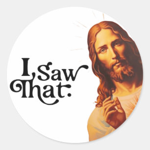Adesivo Redondo Eu Vi Isso, Arte de Jesus, Eu Vi Isso Jesus