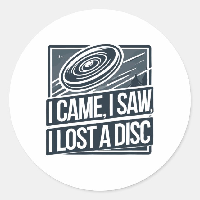 Adesivo Redondo Eu Vim Vi Perdi Um Disco De Disc Golf, Disco Engra (Frente)