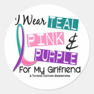 Adesivo Redondo Eu visto a fita do cancer de tiróide para meu