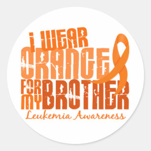 Adesivo Redondo Eu visto a laranja para minha leucemia do irmão