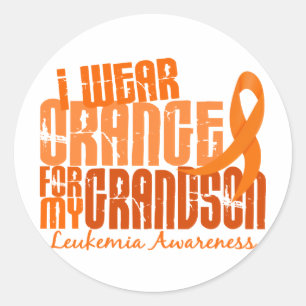 Adesivo Redondo Eu visto a laranja para minha leucemia do neto 6,4