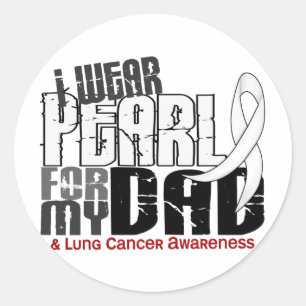 Adesivo Redondo Eu visto a pérola para meu câncer pulmonar do pa