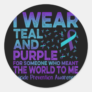 Adesivo Redondo Eu Visto A Prevenção Do Suicídio De Fita Roxa E Te