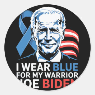 Adesivo Redondo Eu Visto Azul Claro Para A Biden Prostate Cancer A
