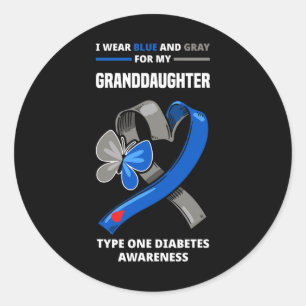 Adesivo Redondo Eu Visto Azul e Cinza Para Minha Nó Tipo Um