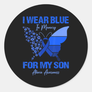 Adesivo Redondo Eu Visto Azul Na Memória Para O Meu Filho Ataxia C