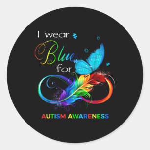 Adesivo Redondo Eu Visto Azul Para A Consciência Autista Mês Homen