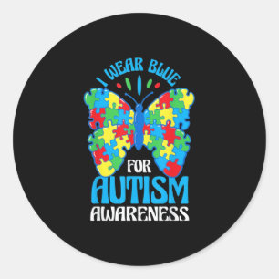 Adesivo Redondo Eu Visto Azul Para A Consciência Do Autismo