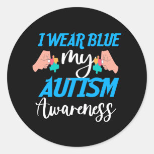 Adesivo Redondo eu visto azul para a consciência do autismo