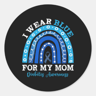 Adesivo Redondo Eu Visto Azul Para A Minha Mãe T1d Tipo 1 Diabetes