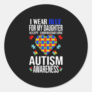 Adesivo Redondo Eu Visto Azul para a Sensibilização do Autismo Fil