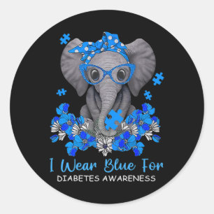 Adesivo Redondo Eu Visto Azul Para A Sensibilização Do Elefante Co
