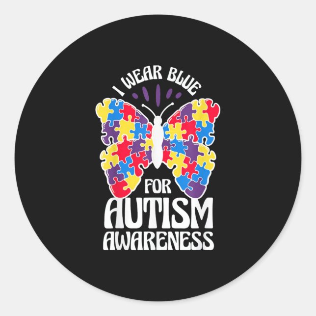 Adesivo Redondo Eu Visto Azul Para Autismo (Frente)