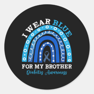 Adesivo Redondo Eu Visto Azul Para Meu Irmão T1d Tipo 1 Diabetes A