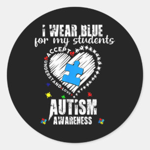 Adesivo Redondo Eu Visto Azul Para Meus Estudantes Autismo Sensibi