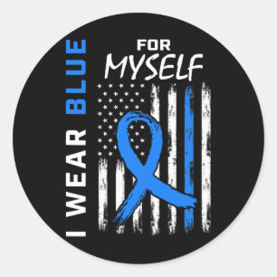 Adesivo Redondo Eu Visto Azul Para Mim Próprio Diabetes Consciênci