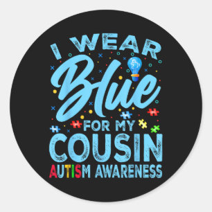 Adesivo Redondo Eu Visto Azul Para Minha Consciência Do Autismo Pr