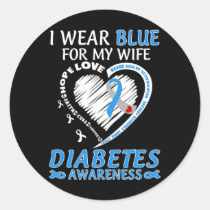 Adesivo Redondo Eu Visto Azul Para Minha Esposa Diabetes Consciênc
