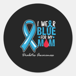Adesivo Redondo Eu Visto Azul Para Minha Mãe Sensibilizar A Diabet