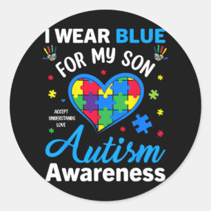 Adesivo Redondo Eu Visto Azul Para O Meu Filho Autismo Consciência