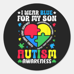 Adesivo Redondo Eu Visto Azul Para O Meu Filho Autismo Consciência