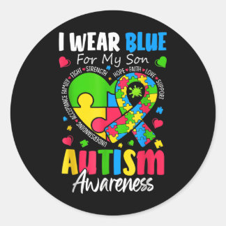 Adesivo Redondo Eu Visto Azul Para O Meu Filho Autismo Sensibiliza