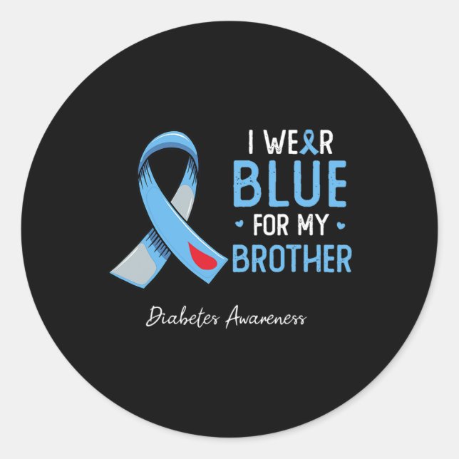 Adesivo Redondo Eu visto azul para o meu irmão, o Mês de Consciênc (Frente)