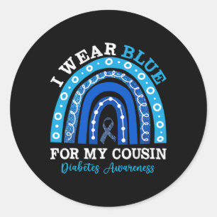 Adesivo Redondo Eu Visto Azul Para O Meu Primo T1d Tipo 1 Diabetes