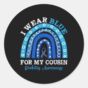 Adesivo Redondo Eu Visto Azul Para O Meu Primo T1d Tipo 1 Diabetes