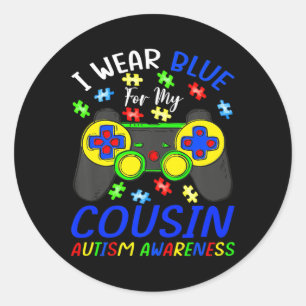 Adesivo Redondo Eu Visto Azul Para Os Primos Jovens Jogo Autismo A
